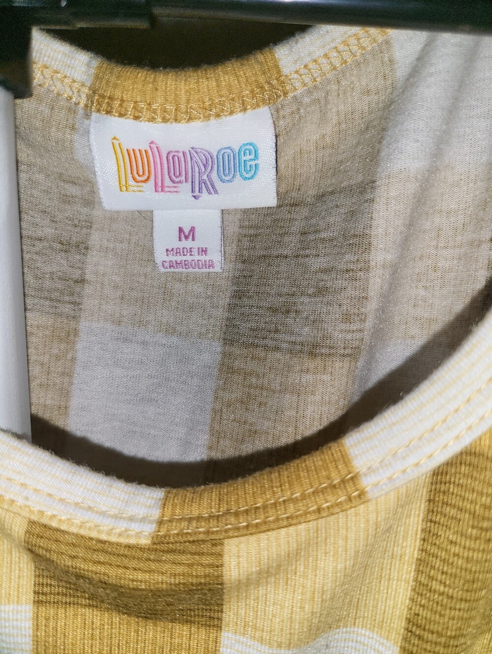LuLaRoe Mustard and White Gingham Fit & Flare Dress - Picture 4 of 4